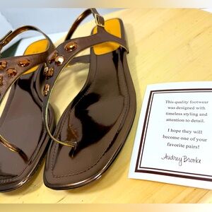 Audrey Brooke Bronze Sandal with Jewel accent
